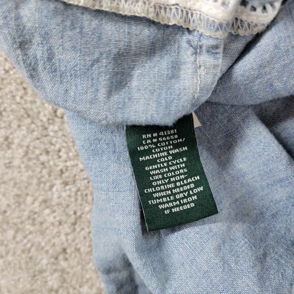 Lauren Ralph Lauren Chambray Off Shoulder Top‎ Womens XL Blue Denim Bell Sleeve - Picture 4 of 12